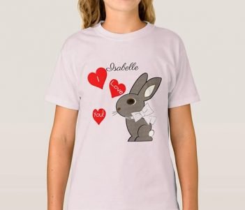 Valentine Rabbit I Love You Girls T-Shirts
