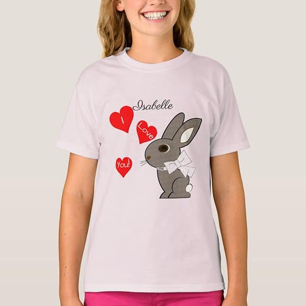 Valentine Rabbit I Love You Girls T-Shirts