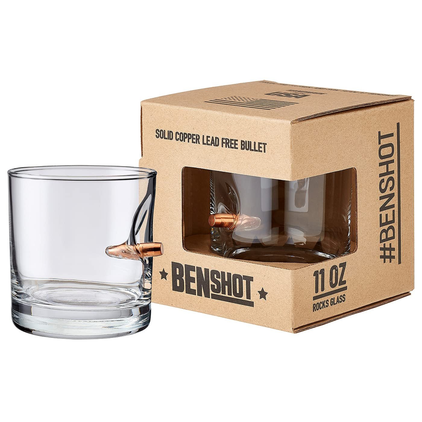 BenShot Rocks Glass with Real .308 Bullet - 11oz | Made in the USA
